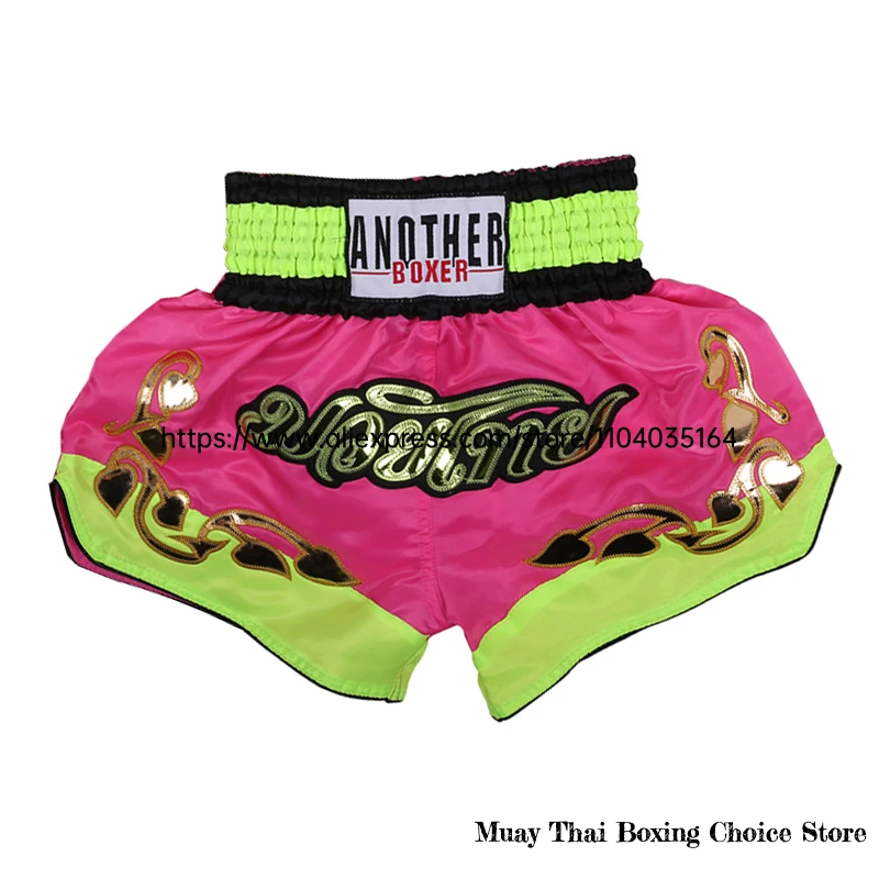 Muay Thai Shorts Multicolor Thai Boxing Shorts Men Women Kids Martial Arts MMA Training Competition Fight Kickboxing Pants Black