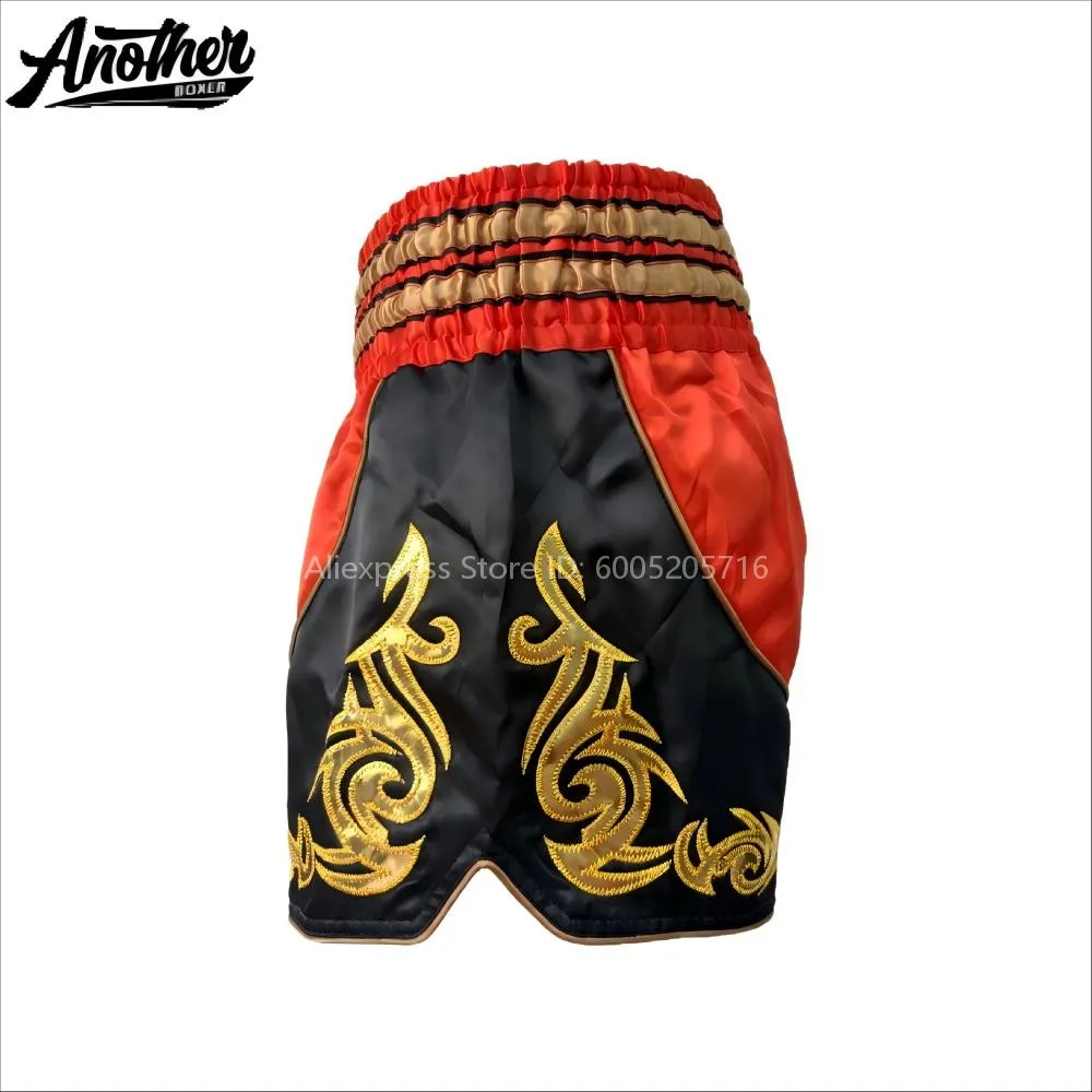 Premium Muay Thai Shorts, Boxing Fight Shorts Embroidery Elastic Waist Breathable for Kickboxing BJJ Martial Arts MMA Training