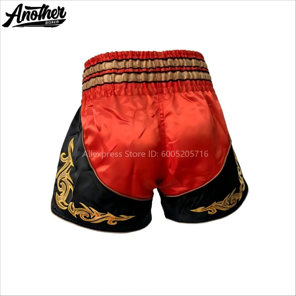 Premium Muay Thai Shorts, Boxing Fight Shorts Embroidery Elastic Waist Breathable for Kickboxing BJJ Martial Arts MMA Training