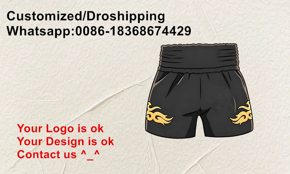 Premium Muay Thai Shorts, Boxing Fight Shorts Embroidery Elastic Waist Breathable for Kickboxing BJJ Martial Arts MMA Training