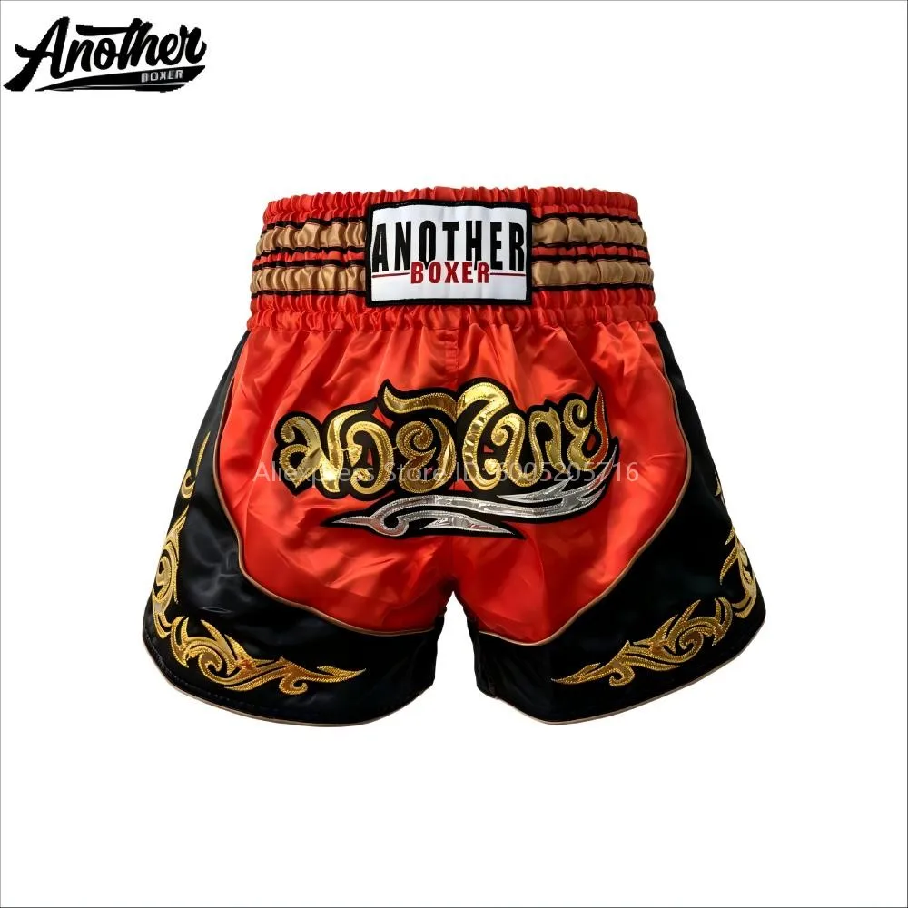 Premium Muay Thai Shorts, Boxing Fight Shorts Embroidery Elastic Waist Breathable for Kickboxing BJJ Martial Arts MMA Training