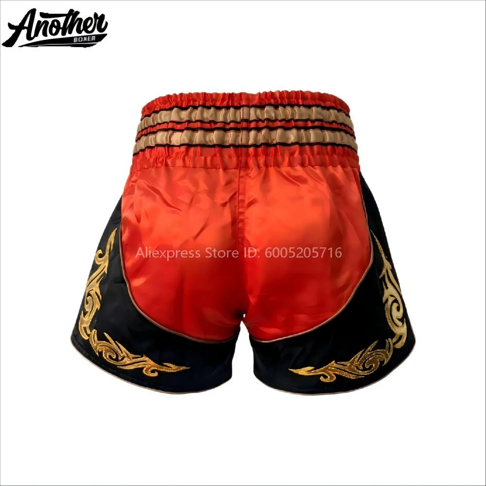 Premium Muay Thai Shorts, Boxing Fight Shorts Embroidery Elastic Waist Breathable for Kickboxing BJJ Martial Arts MMA Training