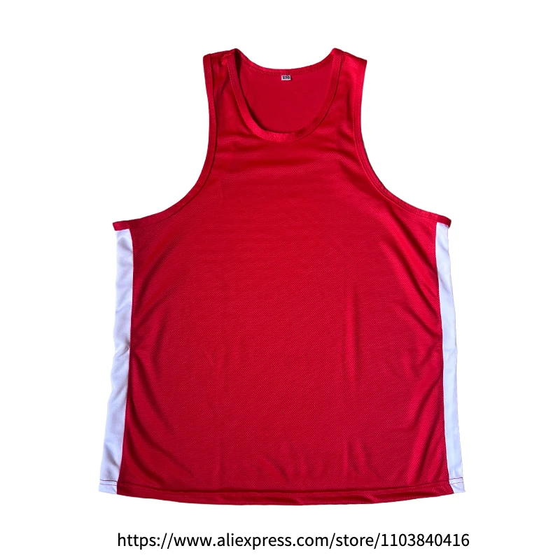 Red Boxing Shorts Shirt Set Muay Thai Shorts Men Women Kids Boy Girl Sanda Wushu Martial Arts Shorts and Sleeveless Singlet Set