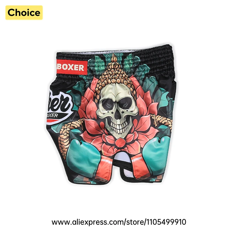Satin Kickboxing Muay Thai Shorts Men Women Youth Elastic Waist Side Slit Boxing Trunks Loose Comfort Shorts for Combat Sports