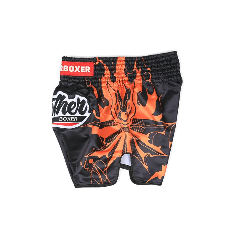 Satin Kickboxing Muay Thai Shorts Men Women Youth Elastic Waist Side Slit Boxing Trunks Loose Comfort Shorts for Combat Sports