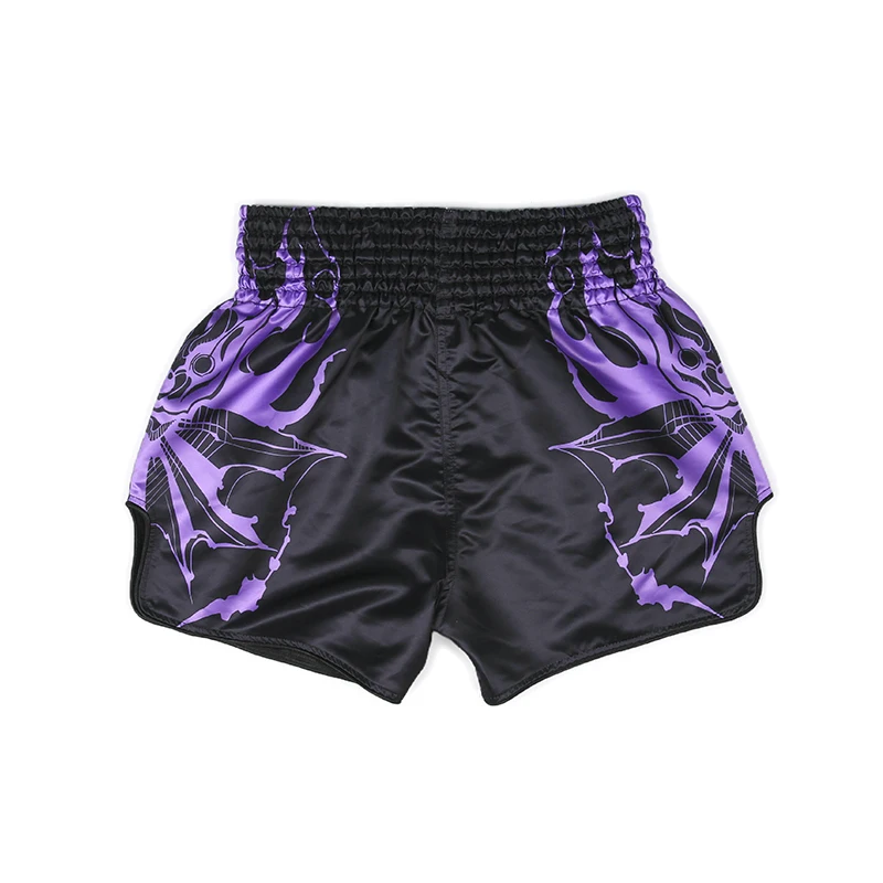 Satin Kickboxing Muay Thai Shorts Men Women Youth Elastic Waist Side Slit Boxing Trunks Loose Comfort Shorts for Combat Sports