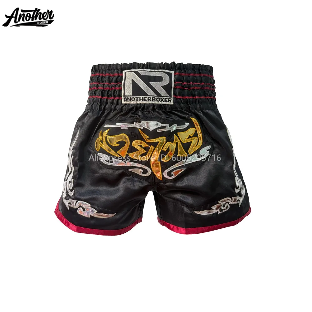Men’s Short Muay Thai Boxing MMA Shorts, Kids Women Wide Waistband for Fight Trunks for Kickboxing BJJ Sparring Daily Training