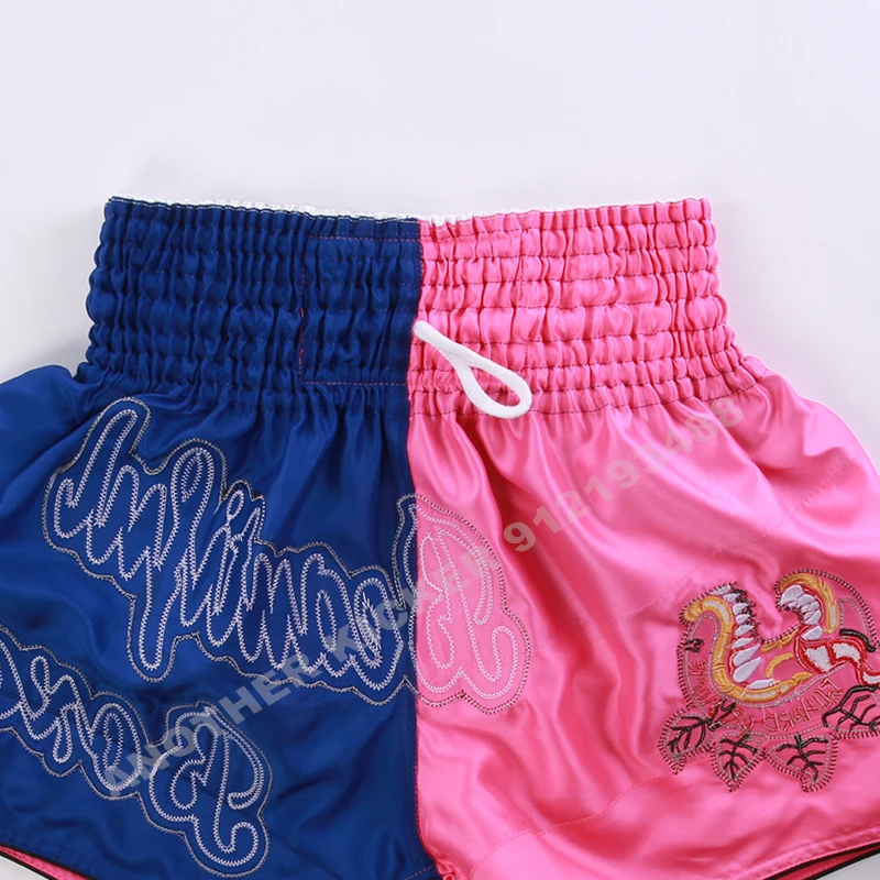 Muay Thai Shorts Pink Thai Boxing Shorts Men Women Children MMA Sparring Training Clothing Bow Wrestling Fight Kickboxing Pants