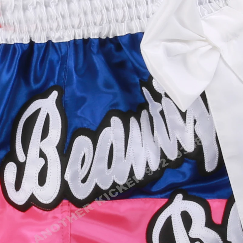Muay Thai Shorts Pink Thai Boxing Shorts Men Women Children MMA Sparring Training Clothing Bow Wrestling Fight Kickboxing Pants