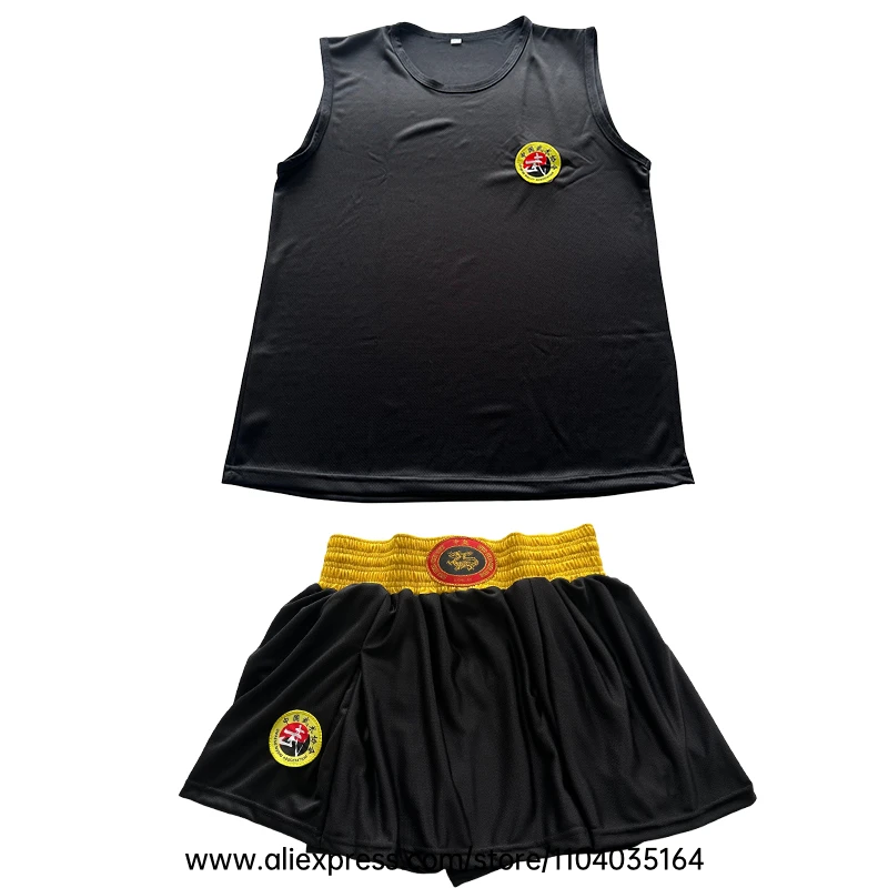 Women Sanda Boxing Uniform Set Sleeveless Tank Top with Skirt‑Style Shorts Martial Arts Training Outfit for Kickboxing Sparring