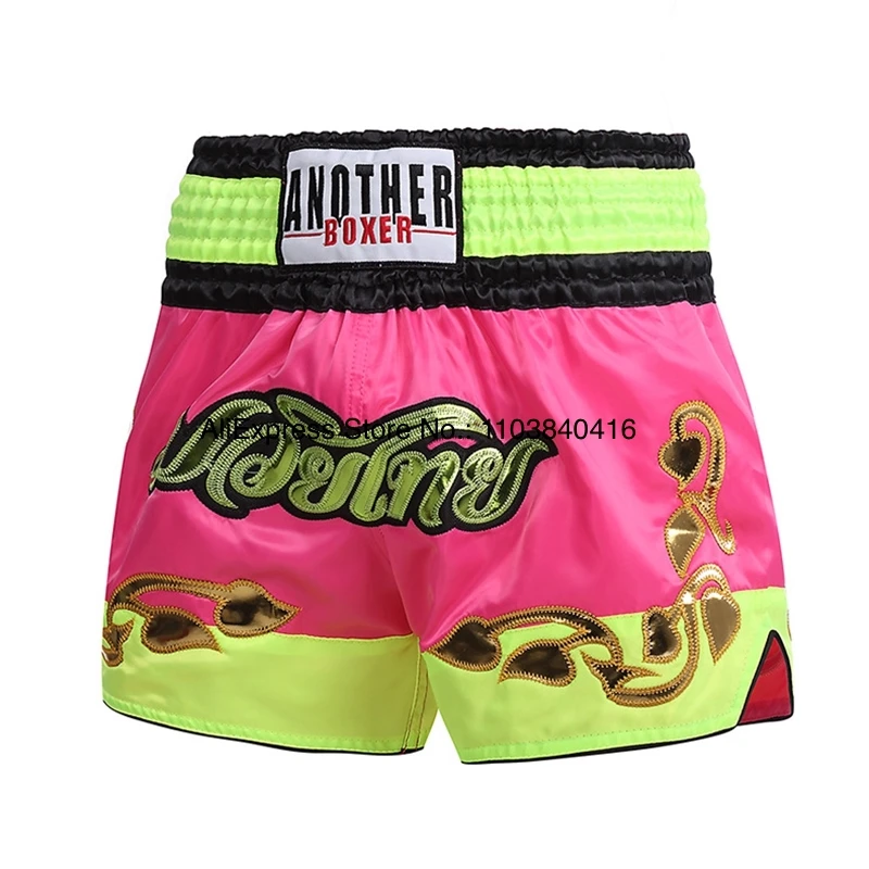 Muay Thai Shorts Boxing Pants Men Women Kids Lightweight Satin Martial Arts Grappling Clothes Kickboxing Cage Fighting Shorts