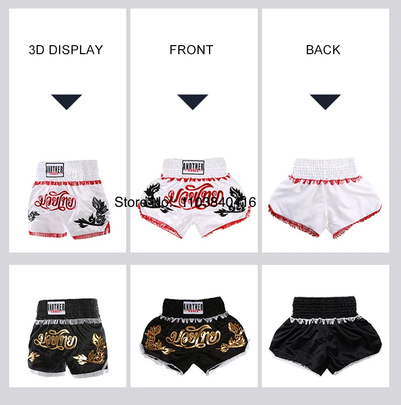 Short Muay Thai Tassels Boxing Shorts Satin Men's Women's Child MMA Martial Arts Boxeo Clothes Gym Cage Fight Kickboxing Pants