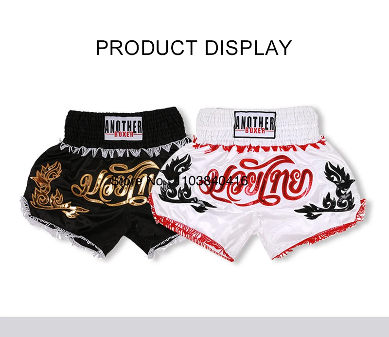 Short Muay Thai Tassels Boxing Shorts Satin Men's Women's Child MMA Martial Arts Boxeo Clothes Gym Cage Fight Kickboxing Pants