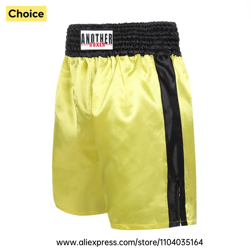 Red Boxing Trunks Quick Dry Satin Side Split Muay Thai Pants Martial Arts Kickboxing Fight Shorts Gym Combat Sport Training Wear