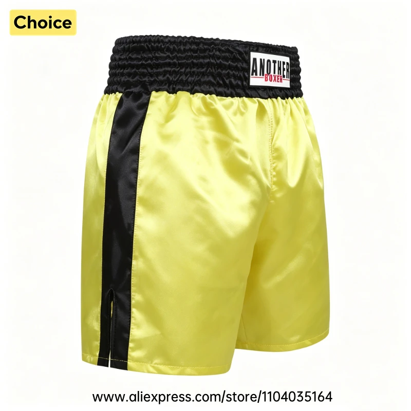 Red Boxing Trunks Quick Dry Satin Side Split Muay Thai Pants Martial Arts Kickboxing Fight Shorts Gym Combat Sport Training Wear