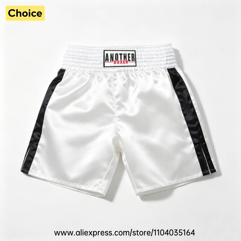Red Boxing Trunks Quick Dry Satin Side Split Muay Thai Pants Martial Arts Kickboxing Fight Shorts Gym Combat Sport Training Wear