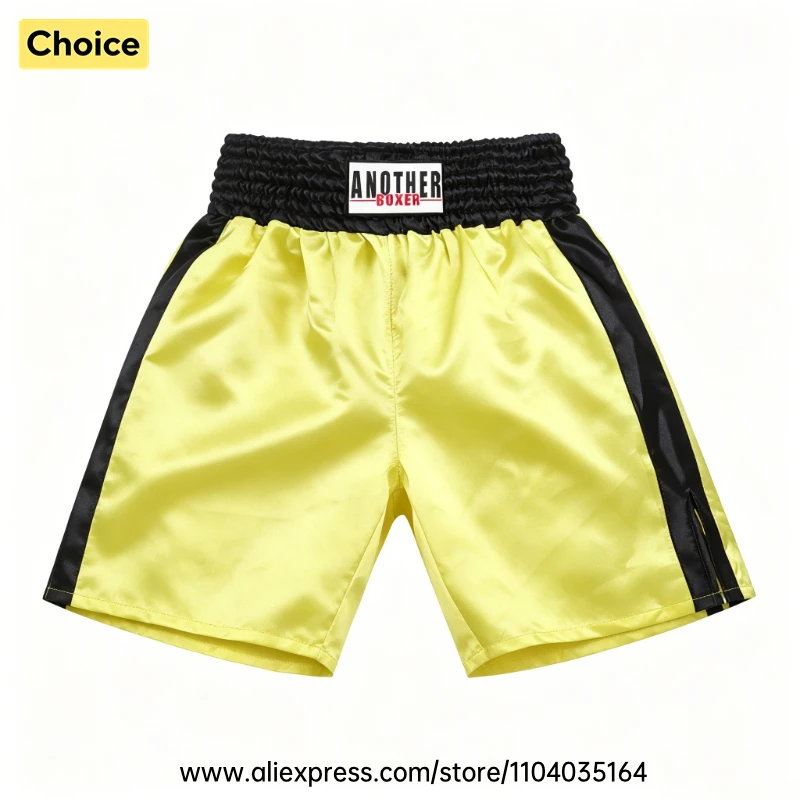 Red Boxing Trunks Quick Dry Satin Side Split Muay Thai Pants Martial Arts Kickboxing Fight Shorts Gym Combat Sport Training Wear
