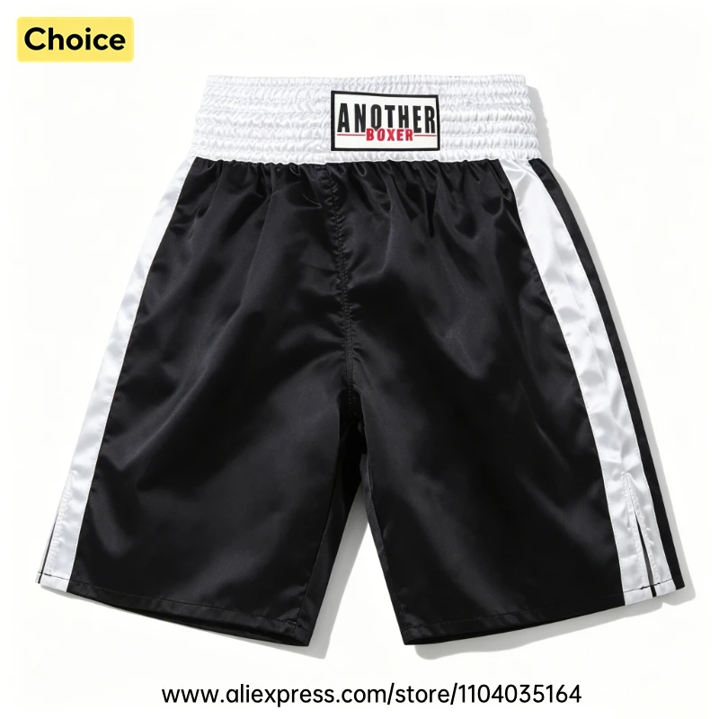 Red Boxing Trunks Quick Dry Satin Side Split Muay Thai Pants Martial Arts Kickboxing Fight Shorts Gym Combat Sport Training Wear