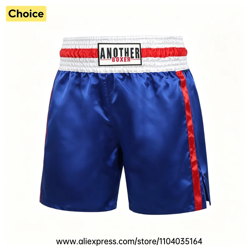 Red Boxing Trunks Quick Dry Satin Side Split Muay Thai Pants Martial Arts Kickboxing Fight Shorts Gym Combat Sport Training Wear