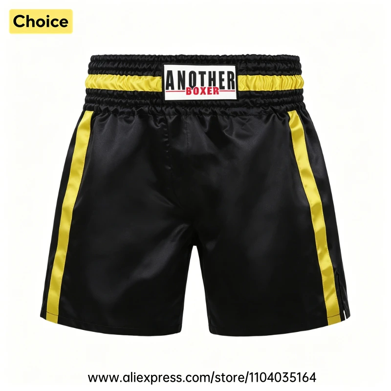 Red Boxing Trunks Quick Dry Satin Side Split Muay Thai Pants Martial Arts Kickboxing Fight Shorts Gym Combat Sport Training Wear