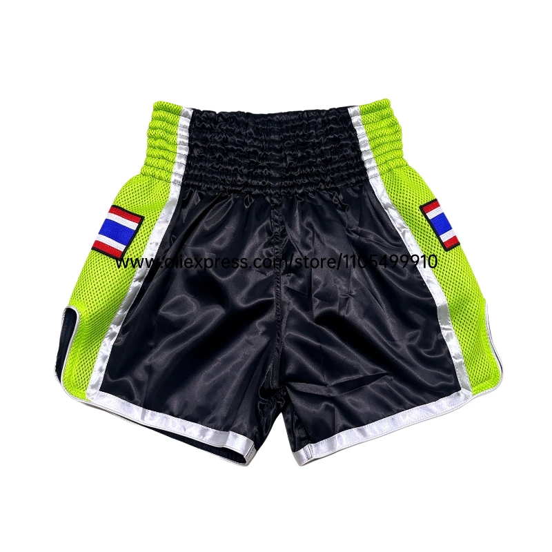 Plain Muay Thai Boxing Shorts Thailand Flag Embroidery Purple Kickboxing Fight Pants Men Women Kids Martial Arts Sparring Trunks