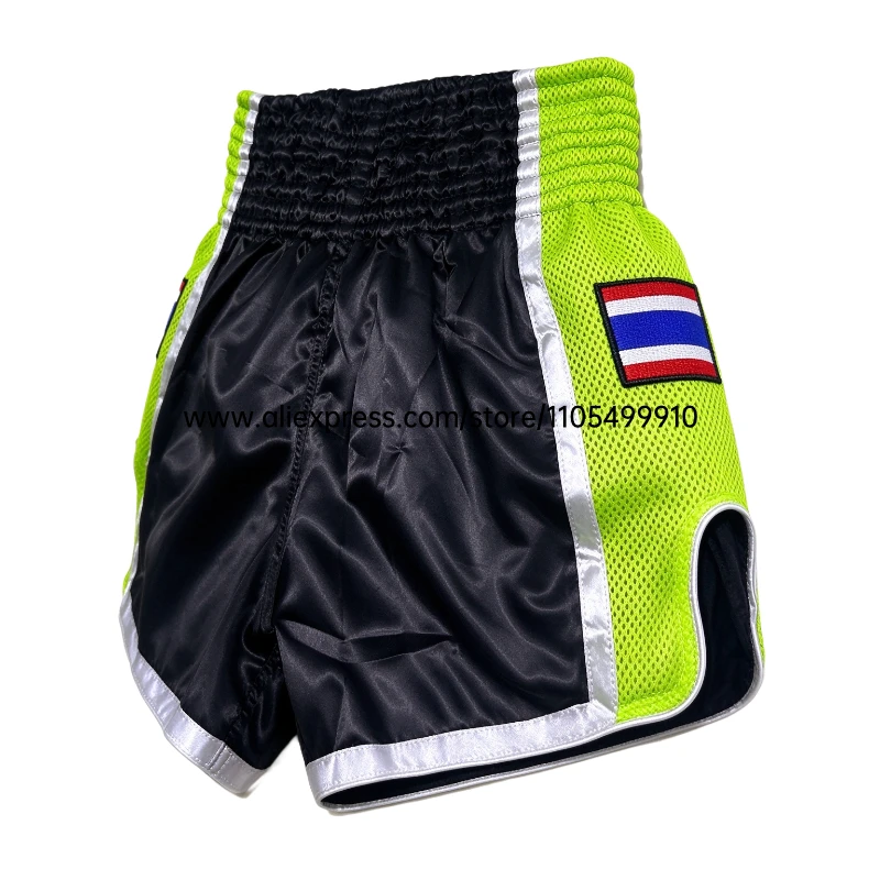 Plain Muay Thai Boxing Shorts Thailand Flag Embroidery Purple Kickboxing Fight Pants Men Women Kids Martial Arts Sparring Trunks