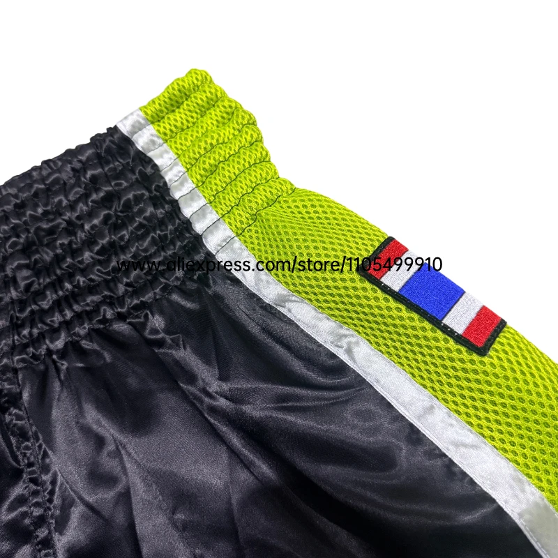 Plain Muay Thai Boxing Shorts Thailand Flag Embroidery Purple Kickboxing Fight Pants Men Women Kids Martial Arts Sparring Trunks