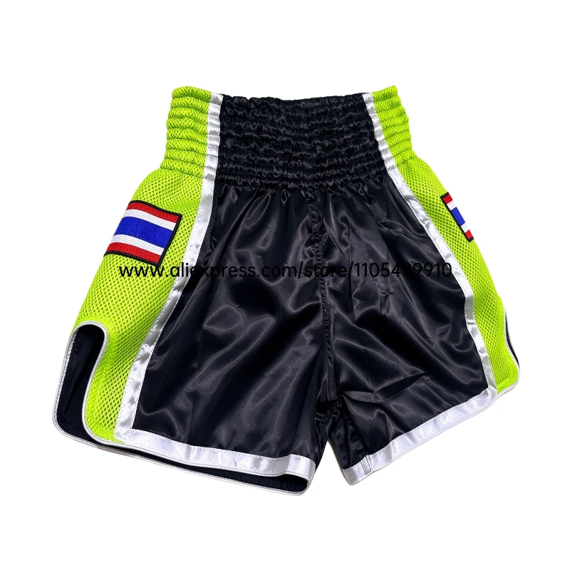 Plain Muay Thai Boxing Shorts Thailand Flag Embroidery Purple Kickboxing Fight Pants Men Women Kids Martial Arts Sparring Trunks