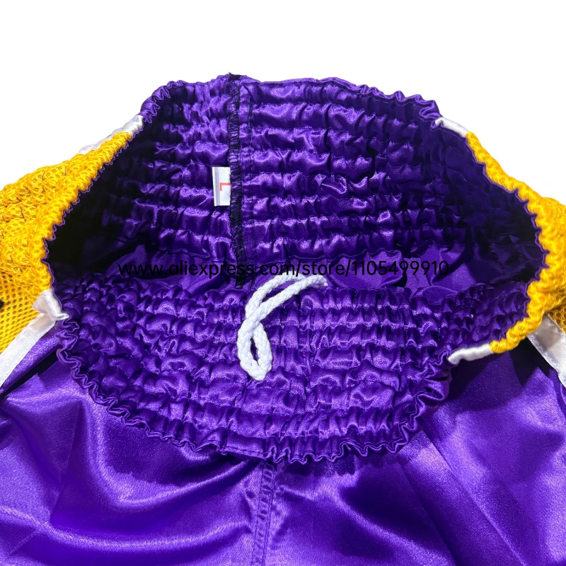 Plain Muay Thai Boxing Shorts Thailand Flag Embroidery Purple Kickboxing Fight Pants Men Women Kids Martial Arts Sparring Trunks