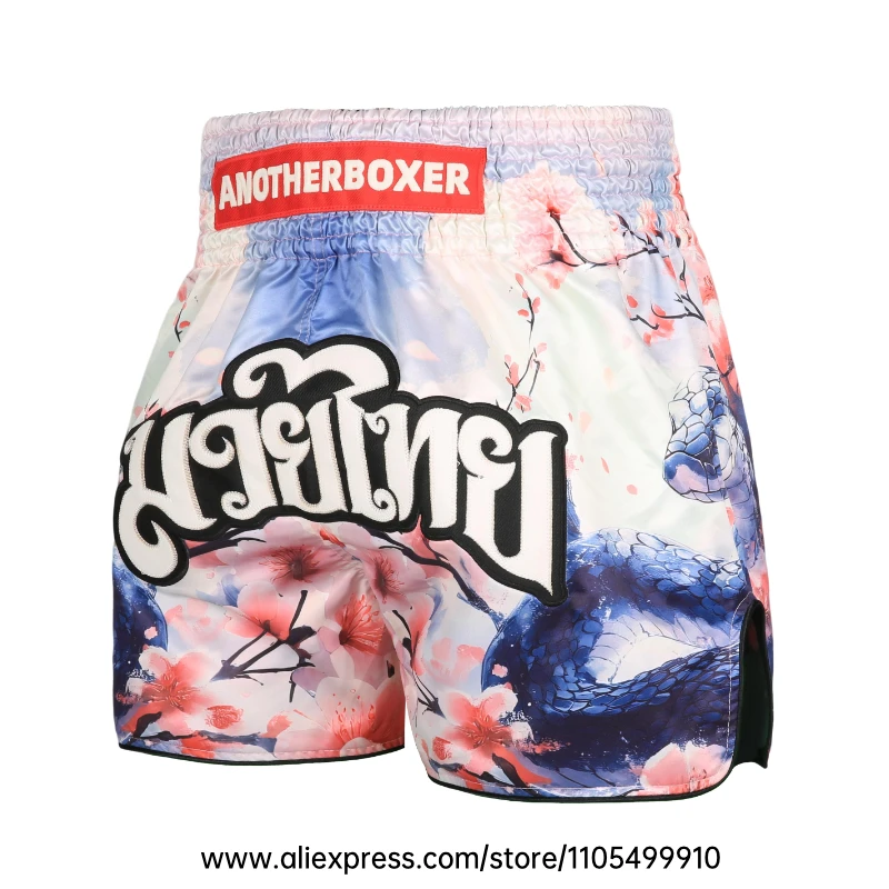 Men Women’s Muay Thai Boxing Shorts Blue Polar Bear Graphic Kickboxing Shorts Lightweight Satin Fight Shorts for Muay Thai MMA