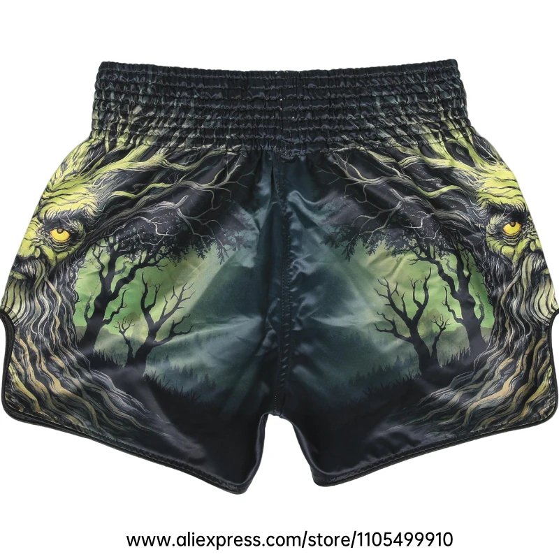 Men Women’s Muay Thai Boxing Shorts Blue Polar Bear Graphic Kickboxing Shorts Lightweight Satin Fight Shorts for Muay Thai MMA