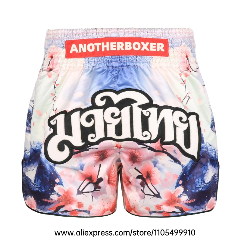 Men Women’s Muay Thai Boxing Shorts Blue Polar Bear Graphic Kickboxing Shorts Lightweight Satin Fight Shorts for Muay Thai MMA