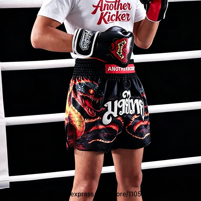 Men Women’s Muay Thai Boxing Shorts Blue Polar Bear Graphic Kickboxing Shorts Lightweight Satin Fight Shorts for Muay Thai MMA