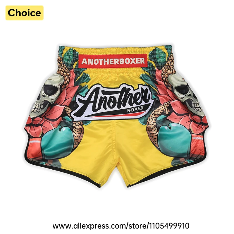 Lightweight Muay Thai Shorts Elastic Waist Side Split Graphic Fight Trunks Unisex Men Women White Satin Boxing Kickboxing Pants