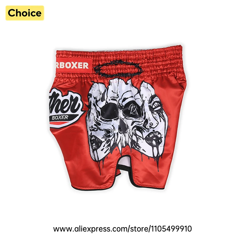 Lightweight Muay Thai Shorts Elastic Waist Side Split Graphic Fight Trunks Unisex Men Women White Satin Boxing Kickboxing Pants