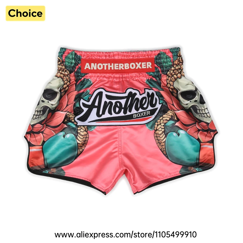 Lightweight Muay Thai Shorts Elastic Waist Side Split Graphic Fight Trunks Unisex Men Women White Satin Boxing Kickboxing Pants