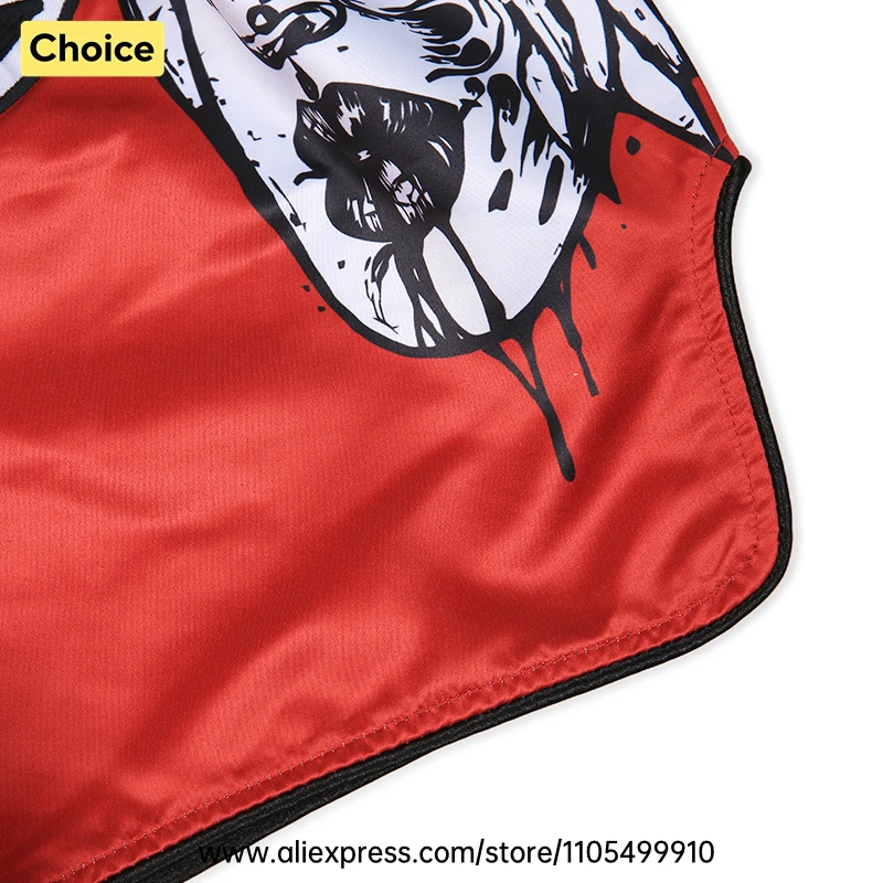 Lightweight Muay Thai Shorts Elastic Waist Side Split Graphic Fight Trunks Unisex Men Women White Satin Boxing Kickboxing Pants
