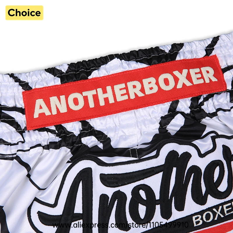 Lightweight Muay Thai Shorts Elastic Waist Side Split Graphic Fight Trunks Unisex Men Women White Satin Boxing Kickboxing Pants