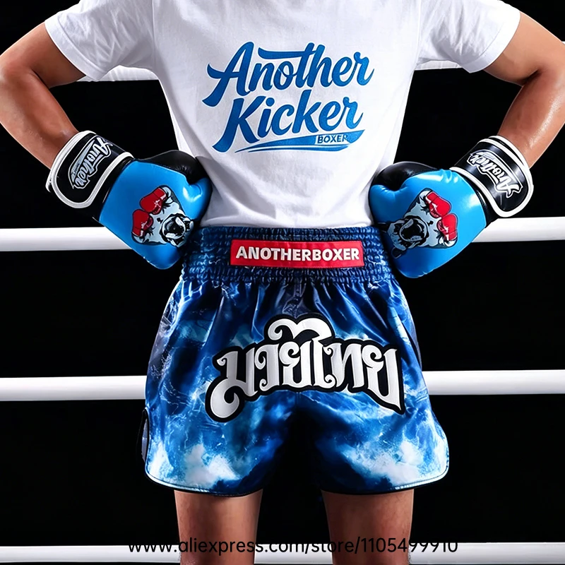 Muay Thai Boxing Shorts Men Women Youth Forest Tree Print Kickboxing Shorts Satin Fight Shorts for Gym Training MMA Sparring