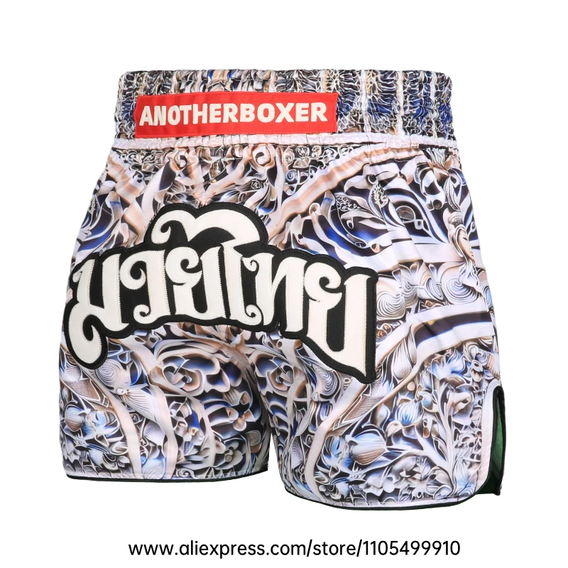 Muay Thai Boxing Shorts Men Women Youth Forest Tree Print Kickboxing Shorts Satin Fight Shorts for Gym Training MMA Sparring