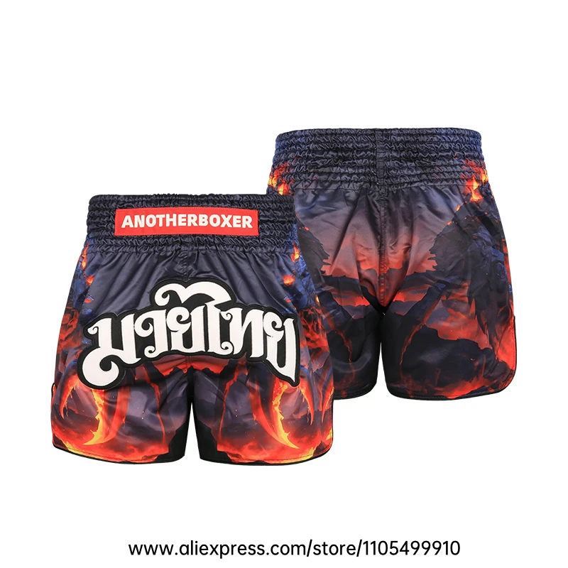 Muay Thai Boxing Shorts Men Women Youth Forest Tree Print Kickboxing Shorts Satin Fight Shorts for Gym Training MMA Sparring