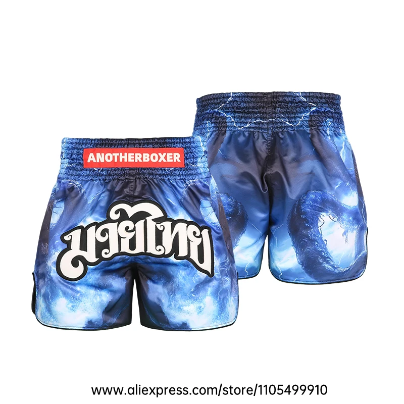 Muay Thai Boxing Shorts Men Women Youth Forest Tree Print Kickboxing Shorts Satin Fight Shorts for Gym Training MMA Sparring
