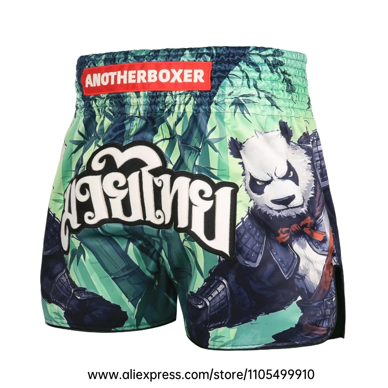 Muay Thai Boxing Shorts Men Women Youth Forest Tree Print Kickboxing Shorts Satin Fight Shorts for Gym Training MMA Sparring
