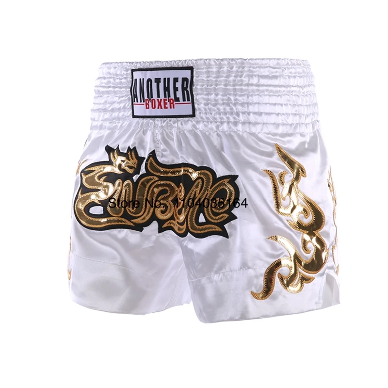 Shorts for Thai Boxing Embroidery Muay Thai Pants Men Women Kids Embroidery Satin Sparring Kickboxing Cage Fighting Shorts Pink
