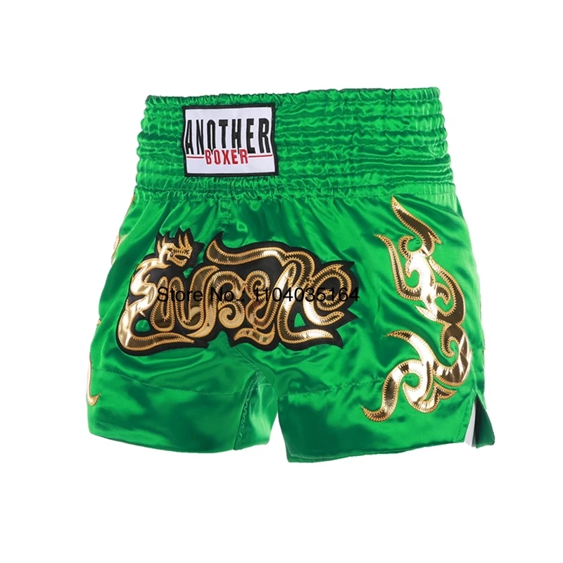 Shorts for Thai Boxing Embroidery Muay Thai Pants Men Women Kids Embroidery Satin Sparring Kickboxing Cage Fighting Shorts Pink