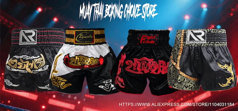 Shorts for Thai Boxing Embroidery Muay Thai Pants Men Women Kids Embroidery Satin Sparring Kickboxing Cage Fighting Shorts Pink
