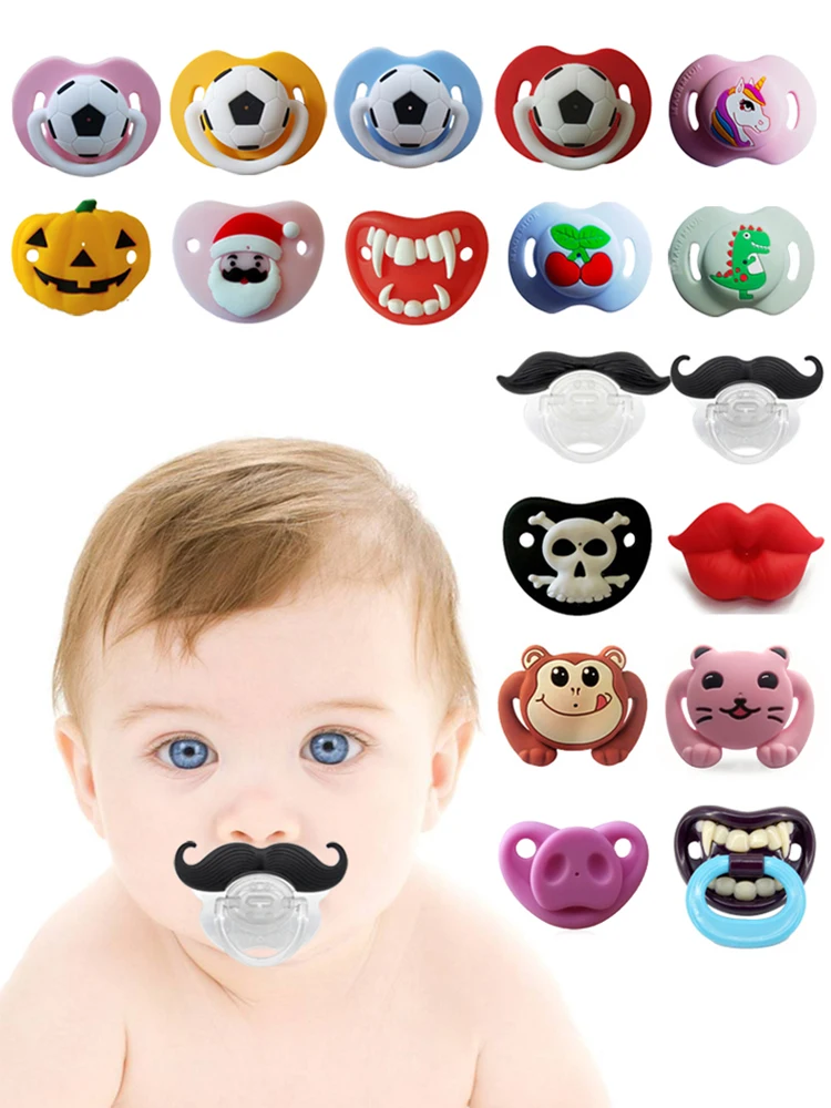 Silicone Funny Nipple Football Pacifier Baby Soother Toddler Orthodontic Nipples Cute Pattern Teether Feeding No Nano Silver