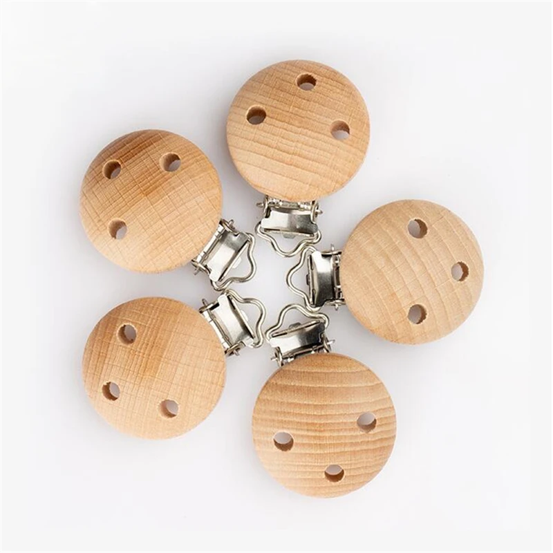 5/10pcs Baby Pacifier Clip Holder Wooden Soother Teether Feeding Care Nipple Holder Infant Dummy Chew Pacifier Chain Accessories