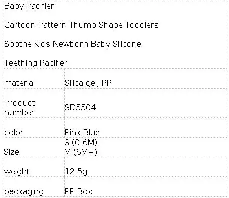 Cartoon Pattern Thumb Shape Toddlers Soothe Kids Newborn Baby Silicone Teething Pacifier