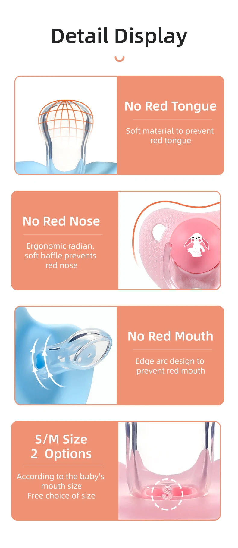 Cartoon Pattern Thumb Shape Toddlers Soothe Kids Newborn Baby Silicone Teething Pacifier